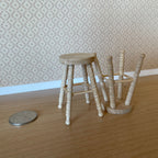 1:12 Scale Miniature Unpainted Wood Round Stools, Set of 2, 2-1/16 inch tall, DIY Dollhouse Supply
