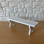1:12 Scale Miniature Wood Slatted Garden Bench, 4-13/16 inch long, DIY Dollhouse Supply (white)