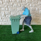 Dollhouse Supplies Trash Can with Wheels 1:12 Scale Miniature Garbage Bin Rubbish Bin Dumpster 3-1/2 inch tall  - D089