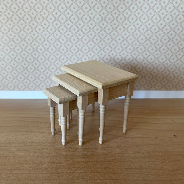 Dollhouse Unpainted Nesting Coffee Tables , 1:12 Scale Miniature Unfinished Nesting Tables Set of 3 - WS4D