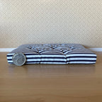 1:12 Scale Miniature Striped Double Mattress, 6-1/4 inch long, DIY Dollhouse Supply (navy blue and white)