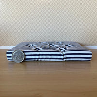 Dollhouse Mattress , 1:12 Scale Miniature Mattress , Dark Blue Striped Double Mattress - J008