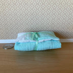 1:12 Scale Miniature Single Bedding Set, Pillow, Comforter and Cover Sheet, 6-3/4 inch long, DIY Dollhouse Supply (mint green)