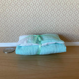 Dollhouse Single Bedding Set with Pillow Comforter and Cover Sheet , 1:12 Scale Miniature Bed Topper , Coverlet, Coverlet, Bedspread - B014