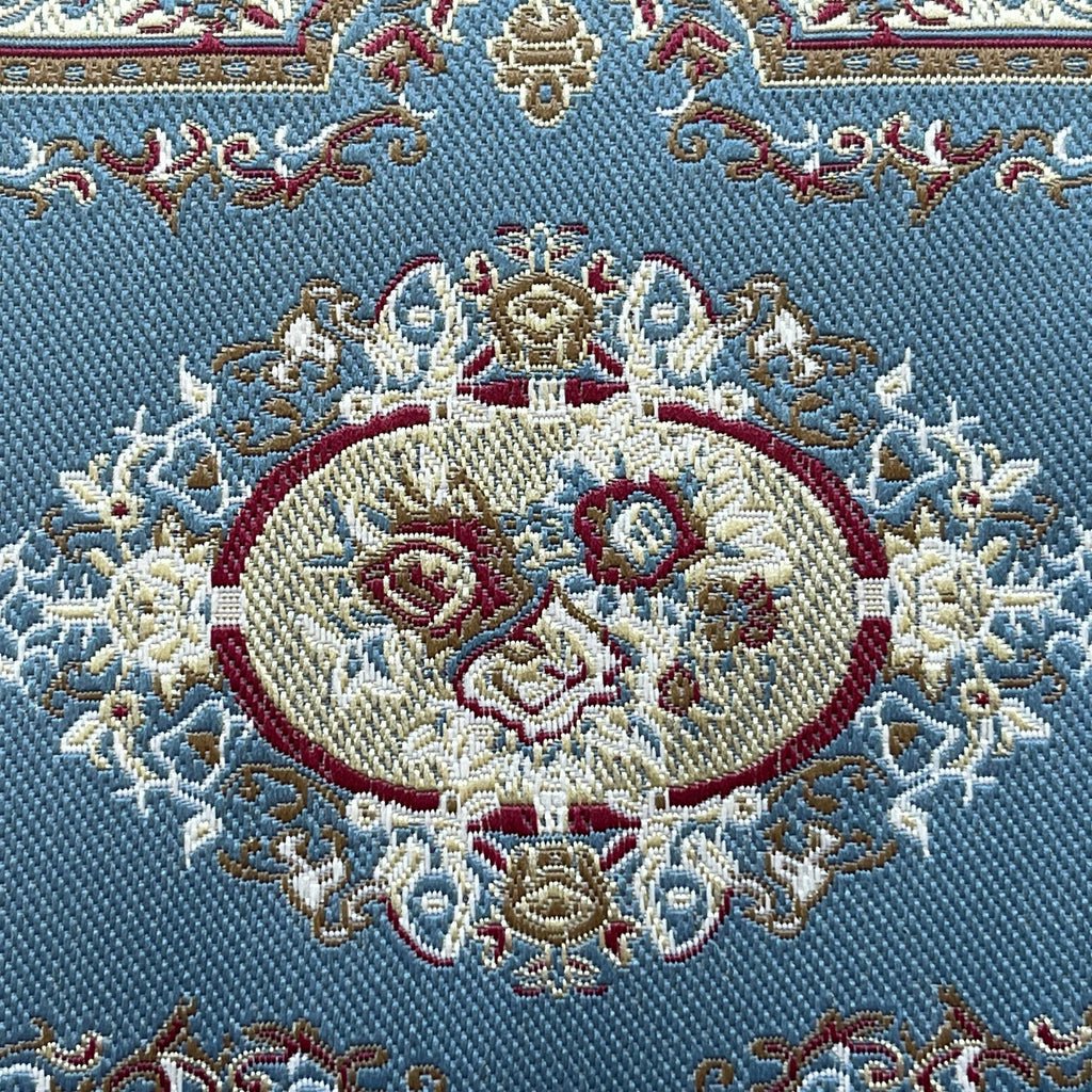 1:12 Scale Miniature Area Rug with Floral Medallion and Border, 6-5/16 inch long, DIY Dollhouse Supply (blue)