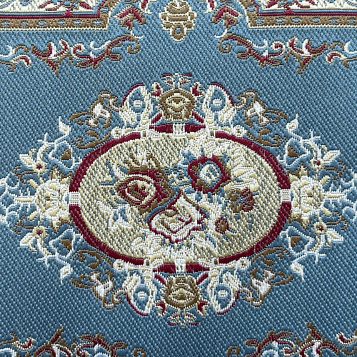 1:12 Scale Miniature Area Rug with Floral Medallion and Border, 6-5/16 inch long, DIY Dollhouse Supply (blue)