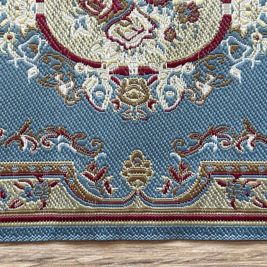 1:12 Scale Miniature Area Rug with Floral Medallion and Border, 6-5/16 inch long, DIY Dollhouse Supply (blue)