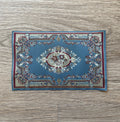 1:12 Scale Miniature Area Rug with Floral Medallion and Border, 6-5/16 inch long, DIY Dollhouse Supply (blue)