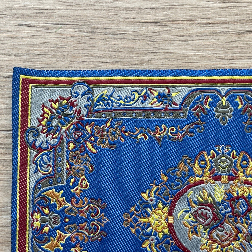 1:12 Scale Miniature Area Rug with Floral Medallion and Border, 5-9/16 inch long, DIY Dollhouse Supply (royal blue)