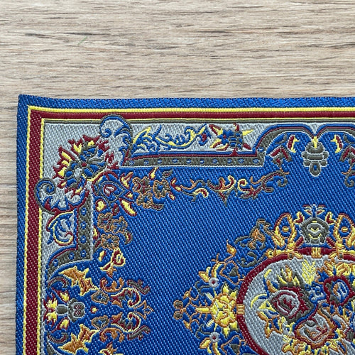 1:12 Scale Miniature Area Rug with Floral Medallion and Border, 5-9/16 inch long, DIY Dollhouse Supply (royal blue)