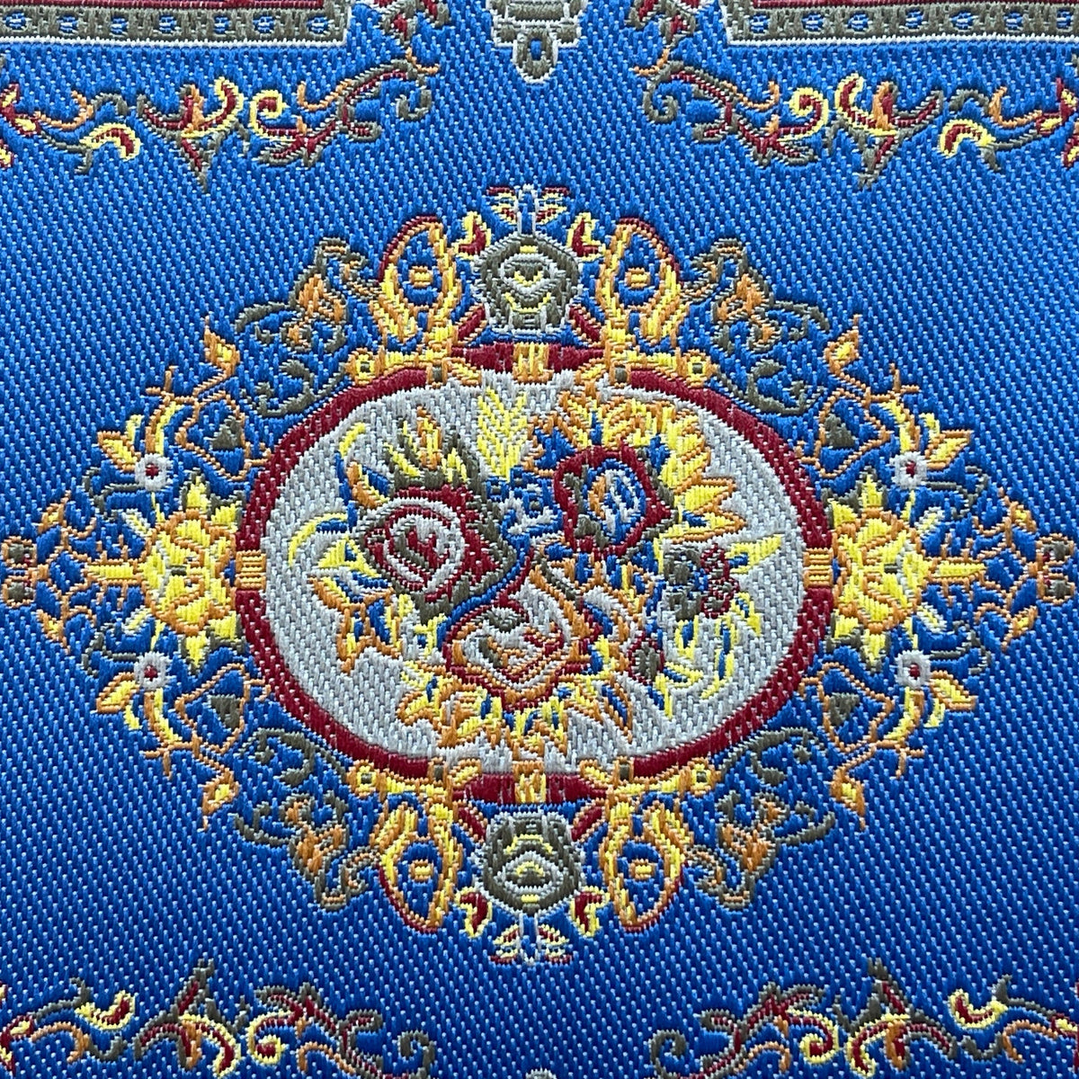 1:12 Scale Miniature Area Rug with Floral Medallion and Border, 5-9/16 inch long, DIY Dollhouse Supply (royal blue)