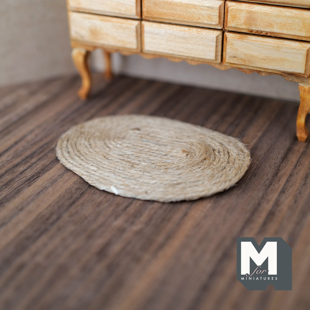 1:12 Scale Miniature Twine Oval Rush Mat, 3-15/16 inch long, DIY Dollhouse Supply