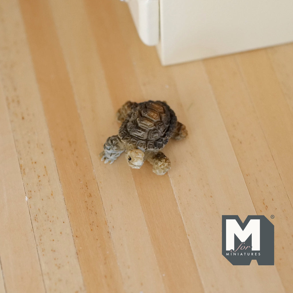 1:12 Scale Miniature Tortoise Figurine, Patterned Shell, 15/16 inch long, DIY Dollhouse Supply