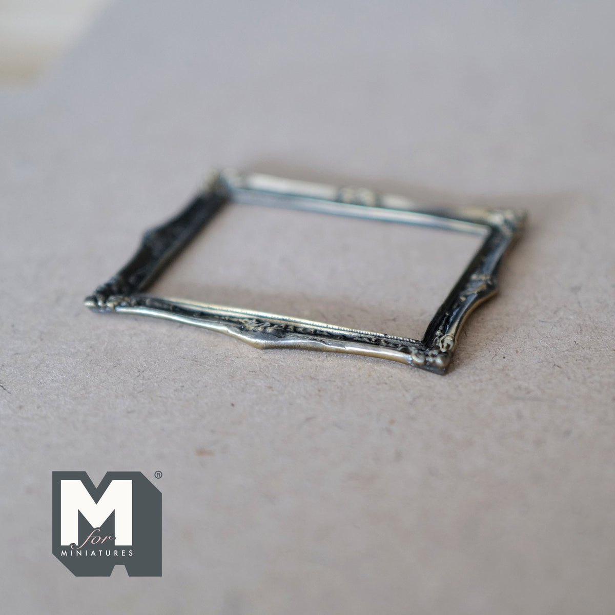 1:12 Scale Miniature Metal Ornate Picture Frame, 2-3/8 inch wide, DIY Dollhouse Supply (antique silver)