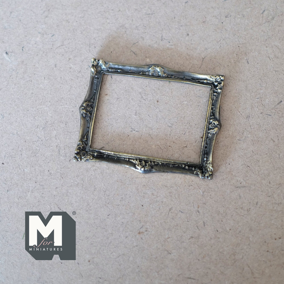 1:12 Scale Miniature Metal Ornate Picture Frame, 2-3/8 inch wide, DIY Dollhouse Supply (antique silver)