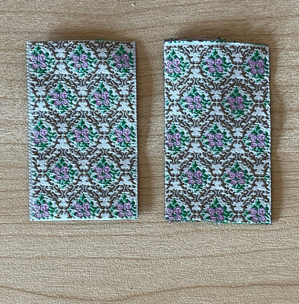 1:12 Scale Miniature Chair Antimacassars, Damask Print, Set of 2, 2 inch long, DIY Dollhouse Supply (white and teal)