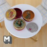 Dollhouse Miniature Christmas Tin Cans with Lids , 1:12 Scale Metal Round Container Box , Set of 3 - G050