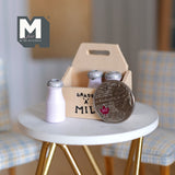 Dollhouse Milk Crate with 3 Bottles of Milk , 1:12 Scale Miniature Milk Crate , Dairy Crate , Milk Carrier , Bottle Rack - E030