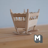 Dollhouse Supplies Miniature unpainted, unfinished, baby cribs toddler infant bed dolls house wooden bed 1 12th scale miniature - I035