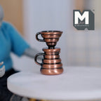1:12 Scale Miniature Metal Coffee Dripper with Server, 1-1/8 inch tall, DIY Dollhouse Supply (copper)
