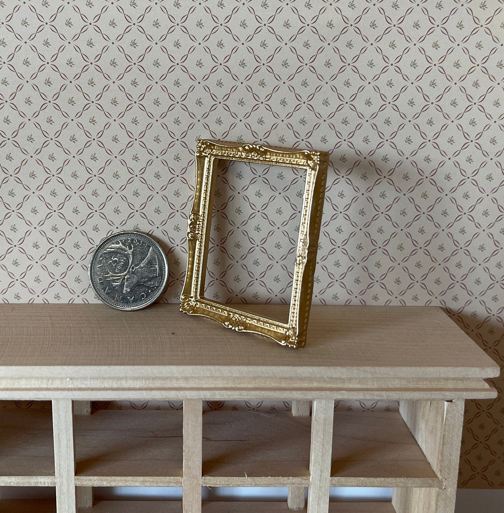 1:12 Scale Miniature Ornate Picture Frame, 2 inch tall, DIY Dollhouse Supply (gold)