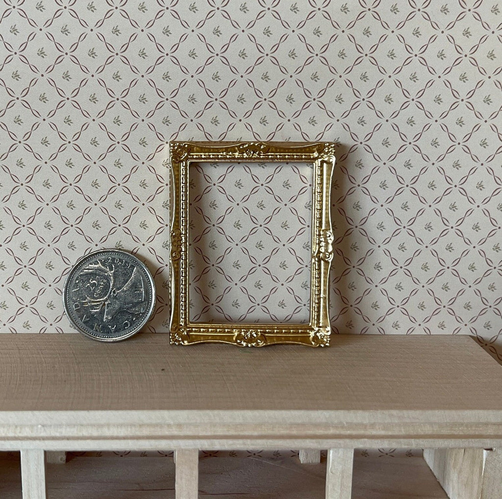 1:12 Scale Miniature Ornate Picture Frame, 2 inch tall, DIY Dollhouse Supply (gold)