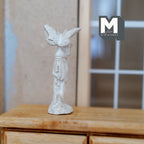 1:12 Scale Miniature White Angel Statue on Pedestal, 1-15/16 inch tall, DIY Dollhouse Supply (cast resin)