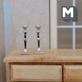 Dollhouse Candle Holders 1:12 Scale Miniature Metal Candlestick Square Base 1 Inch Tall , Set of 2 - C086