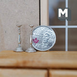 Dollhouse Candle Holders 1:12 Scale Miniature Metal Candlestick Square Base 1 Inch Tall , Set of 2 - C086