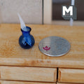 1:12 Scale Miniature Glass Inkwell with Quill Pen, 9/16 inch tall, DIY Dollhouse Supply (cobalt blue)