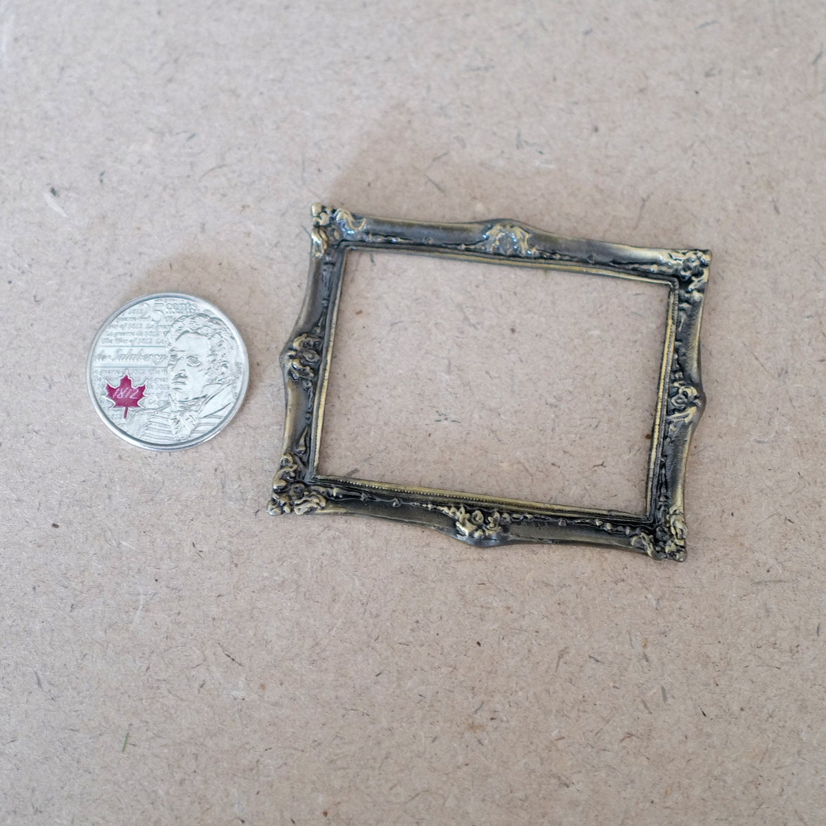 1:12 Scale Miniature Metal Ornate Picture Frame, 2-3/8 inch wide, DIY Dollhouse Supply (antique silver)