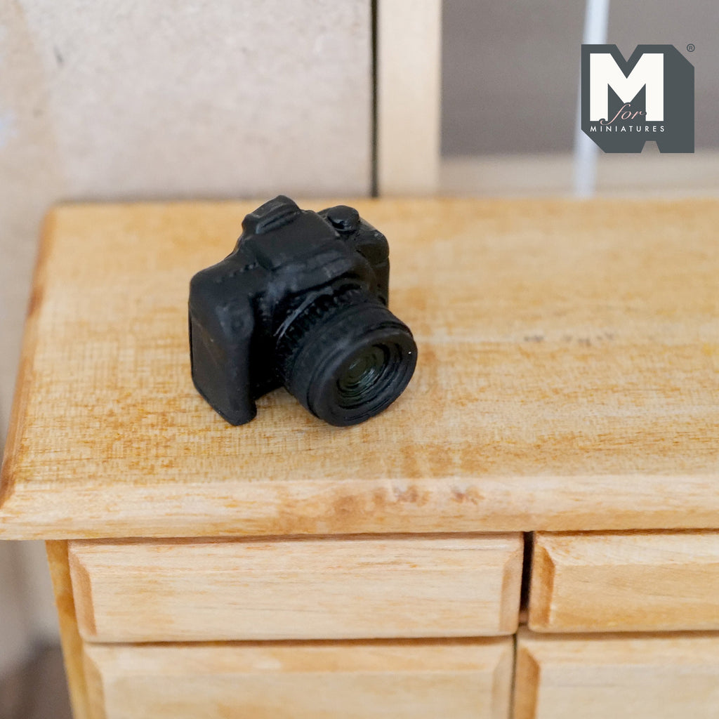 1:12 Scale Miniature DSLR Camera, 13/16 inch wide, DIY Dollhouse Supply