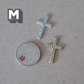 1:12 Scale Miniature Rhinestone Crosses, Set of 2, 1 inch tall, DIY Dollhouse Supply (silver and gold)