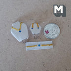 1:12 Scale Miniature Jewelry Set on Stands, Necklace, Earrings and Bracelet, 1-5/16 inch tall, DIY Dollhouse Supply (blue)