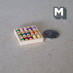 1:12 Scale Miniature Sewing Thread Spools in Wood Tray, 1-5/16 inch wide, DIY Dollhouse Supply
