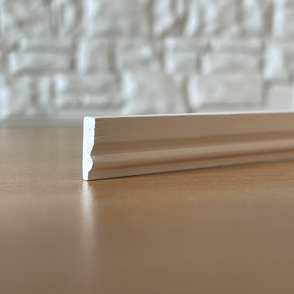 Miniature Grooved Wood Baseboard Molding for Dollhouse Walls, 18 inch long (white)