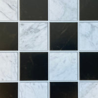 Embossed Dollhouse Brick Sheet Black and White Chequered Marble Tile Sheet - 16" x 11-5/8"