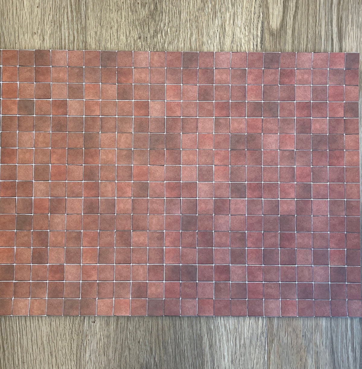 Miniature Terracotta Quarry Tile Embossed Sheet, 11/16 inch Tiles, 15-15/16 x 11-5/8 inch, DIY Dollhouse Supply