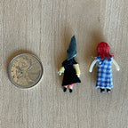 1:12 Scale Miniature Rag Dolls, Witch and Gingham Dress, Set of 2, 1-5/16 inch tall, DIY Dollhouse Supply