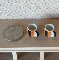 Miniature Ceramic Coffee Mug 1:12 Scale Dollhouse Mugs Set of 2 - A076