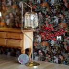 1:12 Scale Miniature Bird Cage with Stand, Movable Door, 5-7/16 inch tall, DIY Dollhouse Supply (gold)