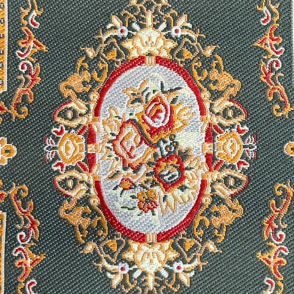 1:12 Scale Miniature Woven Area Rug with Floral Medallion, 6-1/4 x 3-7/8 inch, DIY Dollhouse Supply (green)