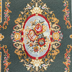 Tapis miniature tissé à l'échelle 1:12 avec médaillon floral, 15,9 x 9,8 cm, accessoire pour maison de poupée DIY (vert)