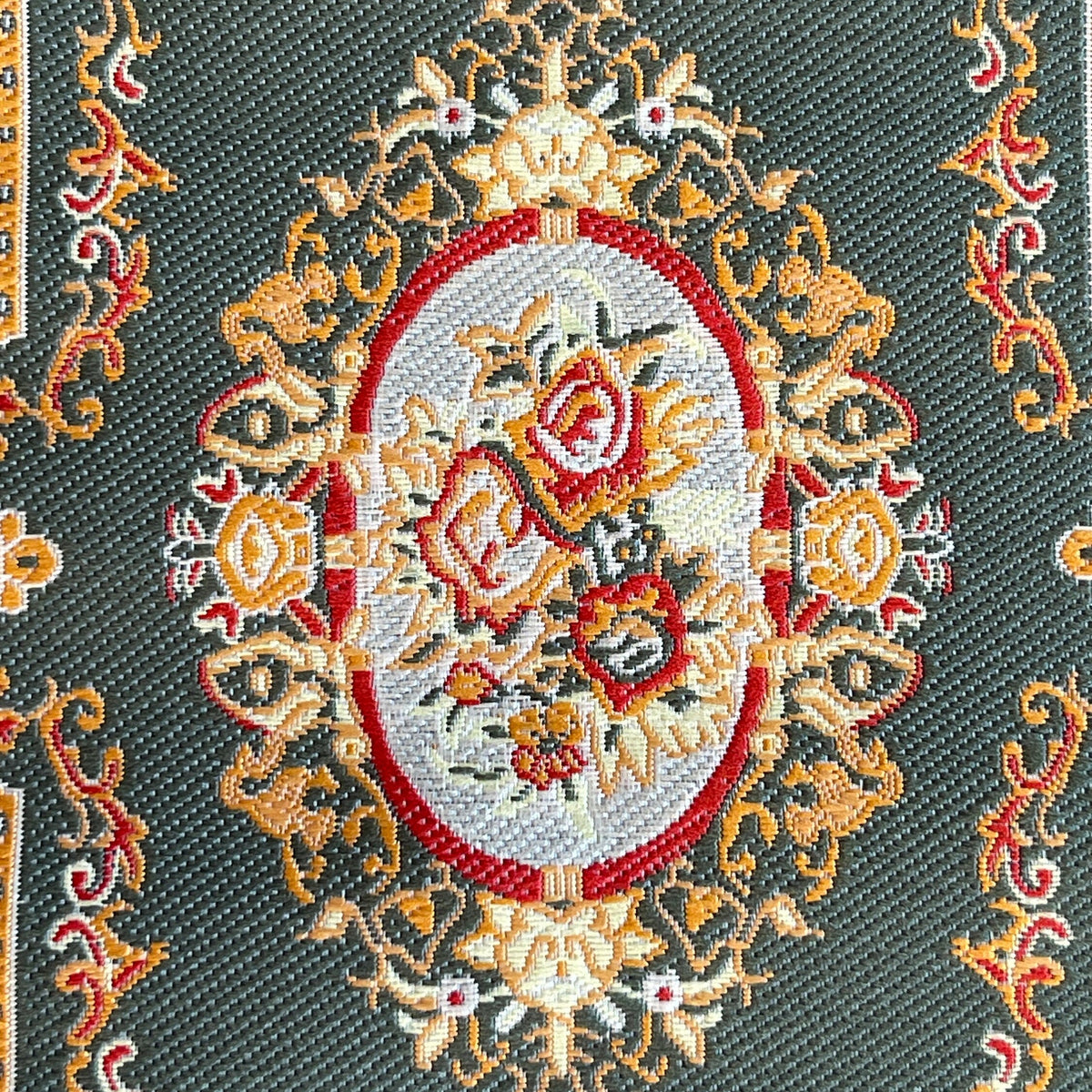 1:12 Scale Miniature Woven Area Rug with Floral Medallion, 6-1/4 x 3-7/8 inch, DIY Dollhouse Supply (green)