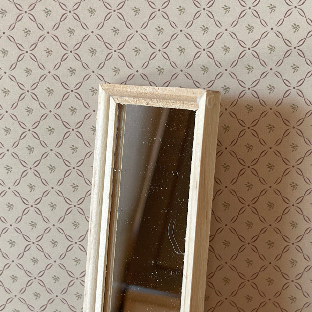 1:12 Scale Miniature Unpainted Wood Floor Mirror, Rectangular, 4-7/16 inch tall, DIY Dollhouse Supply