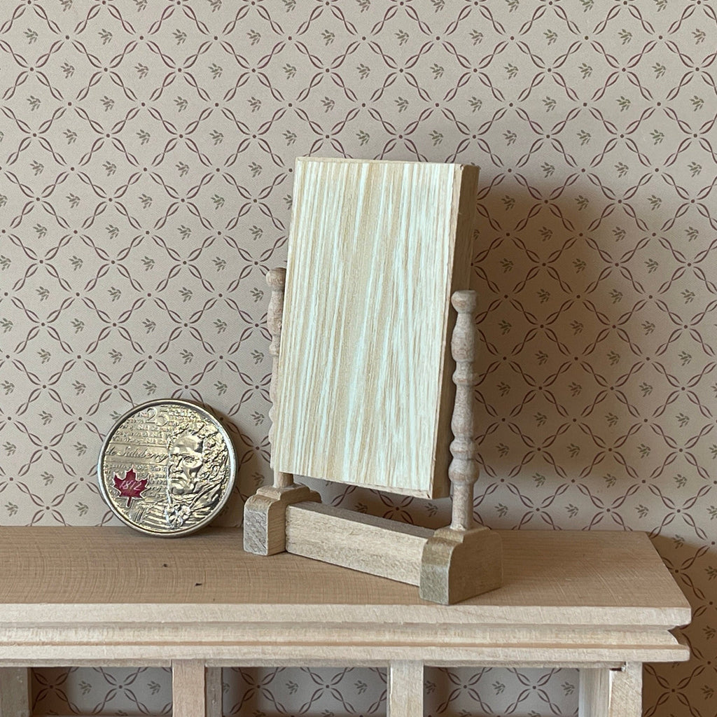1:12 Miniature Unpainted Swivel Makeup Mirror , Vanity Mirror , Countertop Mirror , Dressing Table Mirror , Cosmetic Mirror - F049