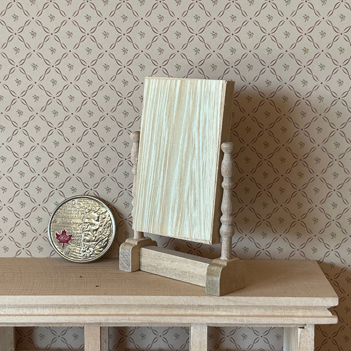 1:12 Miniature Unpainted Swivel Makeup Mirror , Vanity Mirror , Countertop Mirror , Dressing Table Mirror , Cosmetic Mirror - F049