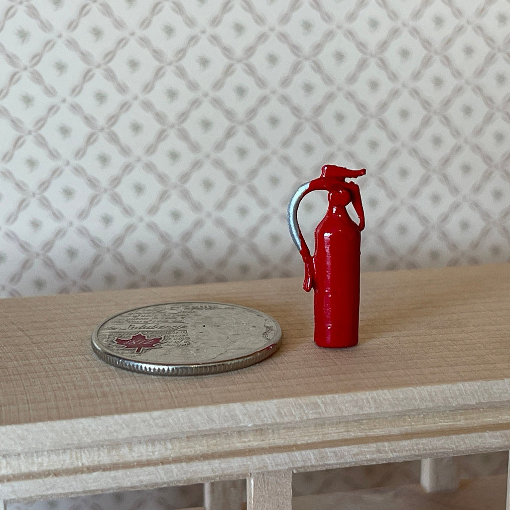 1:12 Scale Miniature Small Fire Extinguisher, 7/8 inch tall, DIY Dollhouse Supply (red)