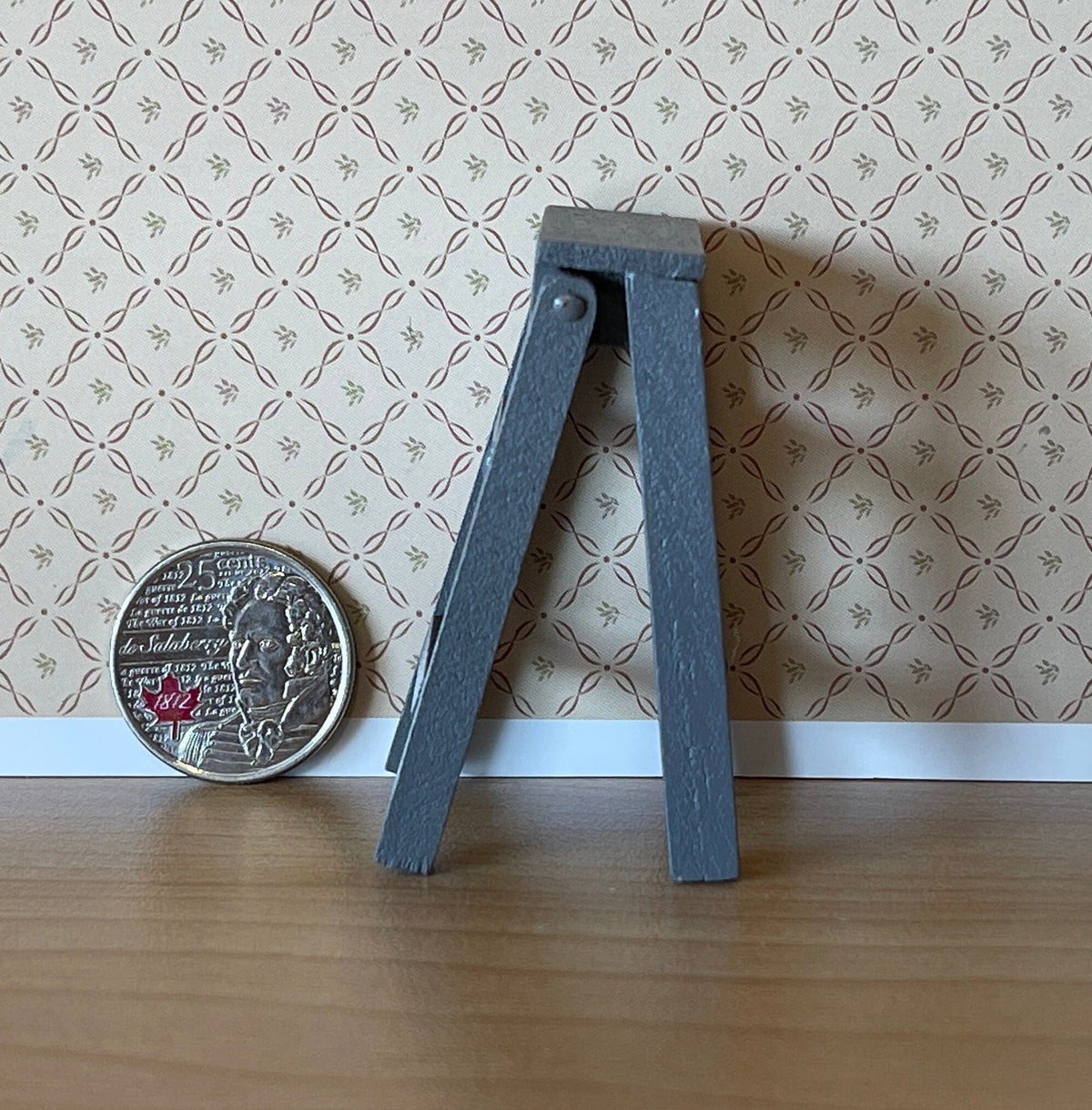 1:12 Scale Miniature Wood Kitchen Stepladder, Folding, 2 Steps, 2-1/8 inch tall, DIY Dollhouse Supply (blue gray)
