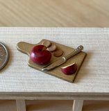 Miniature Sliced Round Cheese Crackers and Knife on Cutting Board 1:12 Scale Dollhouse Supplies Food Decoration. (fixed to the board) - E028